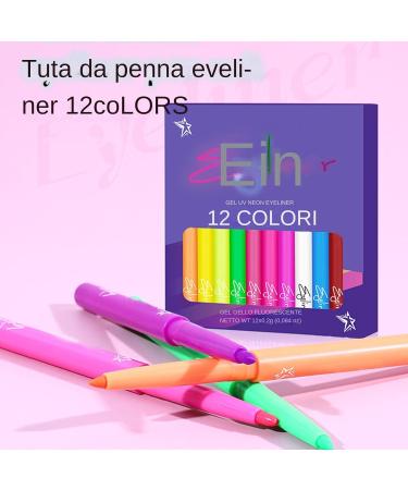  JPSDOWS Colored Liquid Eyeliner Colored Liquid Eyeliner | Waterproof UV Fluorescent Liquid Eyeliner with Pen Tip 12 High-Precision Colors - Highly Pigmented and Readable Graphic Liners - Buy Online on GoSupps.com