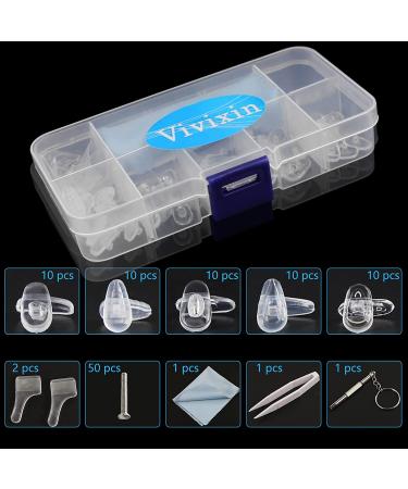 Vivixin Eyeglasses Nose Pads 25 Pairs - Repair Kit with Screwdriver, Screws, Tweezer, Cleaning Cloth - Anti-Slip Silicone Ear Grip - Nose Pad Replacement for Sunglasses & Reading Glasses - Buy Online on GoSupps.com