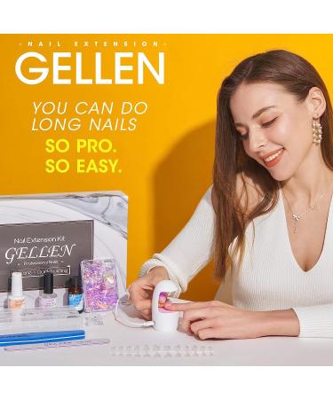 Gellen Gel x Nail Kit 240Pcs Square Nail Tips with 3-In-1 Glue Gel, LED Lamp, and Manicure Tools - Clear Fake Nails for Gel Nail Extensions - Buy Online on GoSupps.com