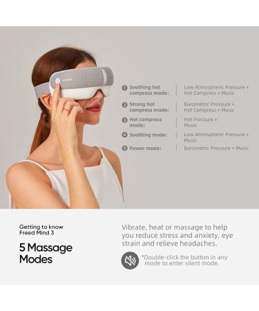 Buy Eye Massager with Heat & Vibration | 5 Modes Heated Eye Mask for Migraine Relief | Bluetooth Music | Relax & Reduce Eye Strain | Perfect Gift for Men & Women - Buy Online on GoSupps.com
