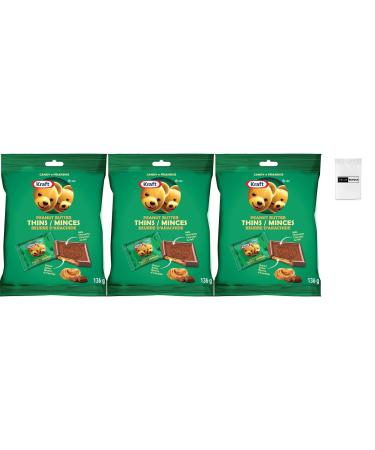 Value Bundle: KRAFT PEANUT BUTTER THINS Milk Chocolate Candy Snack - Snacks & Sweets for Adults & Kids - Custom Value Bundle Branded Package of 3 Bags