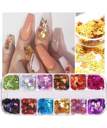 Fall Leaf Glitter Nail Sequins - 24 Colors Holographic Maple Leaf Art Flakes - Autumn Manicure Decorations - 2Boxes - Buy Online on GoSupps.com