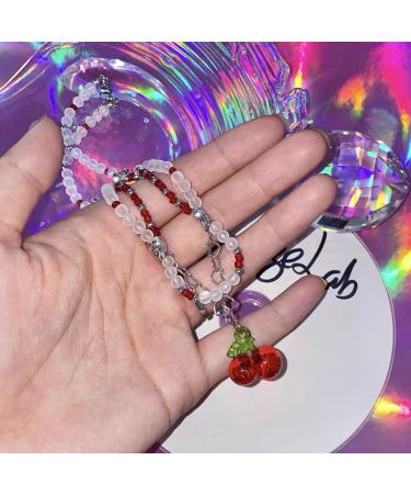 Beaded Cherry Choker Necklace for Women Teen Girls Bohemia Crystsal Bead Choker Sweet Clavicle Chain Jewelry Gift Women Cherry Pendant Necklace Delicate Lightweight and Comfortable Necklace - Buy Online on GoSupps.com