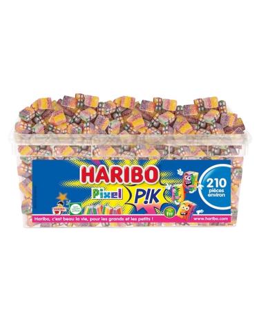 HARIBO - Pixel PIK - Bonbons Piquants - Fruit s - Sans Colorants Artificiels & Sans G latine - Bo te De 210 Bonbons Piquants