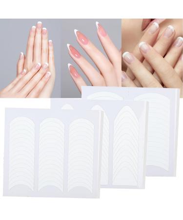 Sibba 36 Pcs French Manicure Nail Stickers Strips Self-Adhesive Nail Design Tools Nail Tape Curved Nail Tips Gel Nail Stickers for DIY Decoration Stencil Tools (Style A)