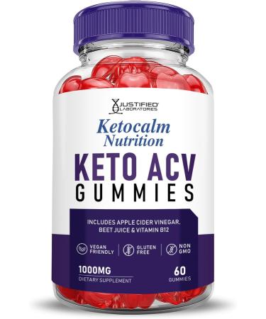 Ketocalm Nutrition Keto ACV Gummies - 1000MG Apple Cider Vinegar with Pomegranate & Beet Juice | Vegan Non-GMO | 60 Count Gummy Supplement for Keto Diet - Buy Online on GoSupps.com