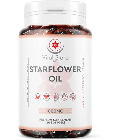 Starflower Oil Capsules 1000MG - 120 Soft Gels | Borage Oil with Gamma Linolenic Acid | Vegan High Strength Formula - Buy Online on GoSupps.com
