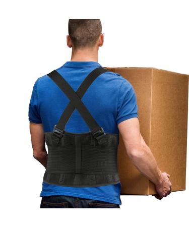 PAZAPO Back Brace Men and Women - Lower Lumbar Support for Heavy Lifting - Lower Back Support Belt with Removable Suspenders - Adjustable Back Belt for Workout, Back Pain Relief(XL/XXL(37-45 Inches) X-Large/XX-Large(37-45 Inches)