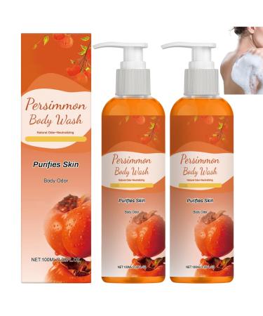 homomdy Persimmon Body Wash for Seniors Persimmon Deodorant Shower Gel Deep Cleansing & Moisturizing Body Wash for Men and Women Refreshing and Oil Regulating (2 pcs)
