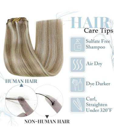 Runature 30cm Real Hair Clip-In Extensions - Ash Brown & Platinum Blonde Remy Hair 100g 7Pcs #8P60 - Buy Online on GoSupps.com