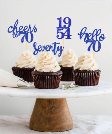24-Piece Glitter 70th Birthday Cupcake Toppers & Decorations | 1954 Party Accessories | Blue Cake Decoration - Buy Online on GoSupps.com