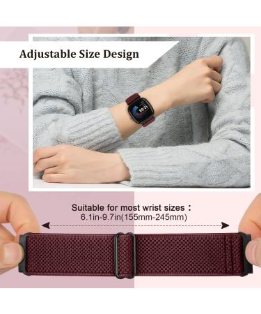 TumpCez Elastic Band Compatiable with Fitbit Versa 4/Sense 2/Versa 3/Sense for Women Men 10 Pack Solo Loop Stretchy Nylon Adjustable Sport Replacement Strap for Fitbit Versa 4/Versa 3/Sense 2/Sense Black+Indigo+Gray+WhiteLeopard+PinkSand+Purple+Pink+China - Buy Online on GoSupps.com