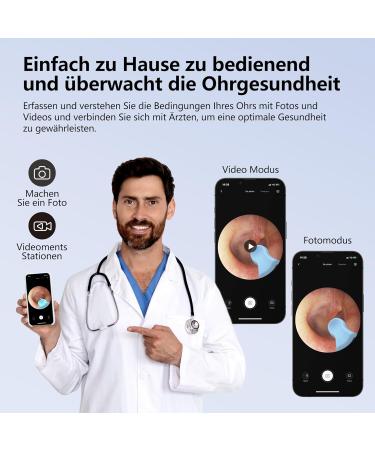 1080p WiFi Ear Wax Removal Otoscope | IP67 Waterproof Ear Cleaner Camera | 360 Wide Angle Endoscope with 6 LEDs for iPhone iPad & Android - R1+ Black - Buy Online on GoSupps.com