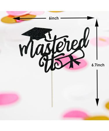 Mastered It Cake Topper Black Glitter Graduation Cake Pick for 2024 Congratulations Graduation Party Cake Decorations Supplies - Buy Online on GoSupps.com