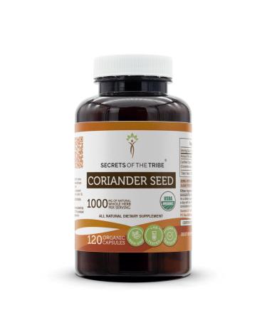 Secrets of the Tribe Coriander Seed 120 Capsules Made with Vegetable Capsules and USDA Organic Coriander Dried Seed (120 Capsules) 120 Count (Pack of 1)