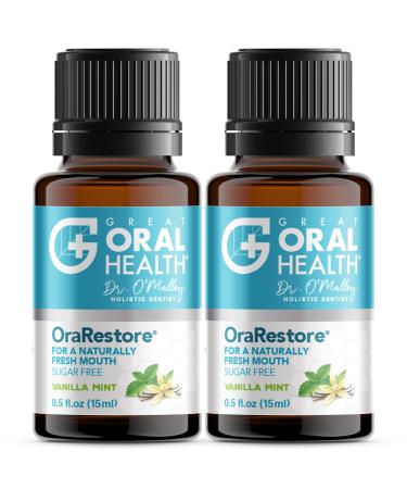 OraRestore Natural Bad Breath Treatment—Concentrated Blend of Essential Oils—Dentist Formulated Liquid Toothpaste & Mouthwash for Healthy Gums & Teeth—Tooth Oil for Oral Care w/ eBooklet 15ml (2 Pack) 0.5 Fl Oz (Pack of 2)