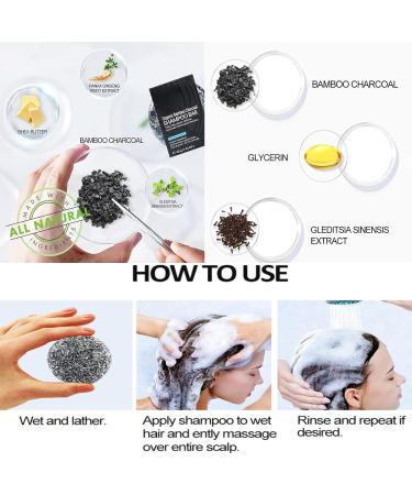 2PCS Hair Darkening Charcoal Shampoo Bar Organic Bamboo Charcoal Shampoo Soap Organic Gray Reverse Shampoo Bar Solid Shampoo Soap for Repair Dry Damaged Hair for All Hair Types - Buy Online on GoSupps.com