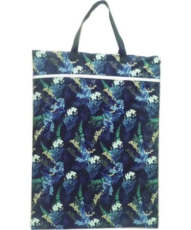 Large Hanging Wet/Dry Cloth Diaper Pail Bag for Reusable Diapers or Laundry (Black Flower)