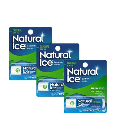 Mentholatum Natural Ice Lip Balm Original SPF 15 1 Each ( Pack of 3)