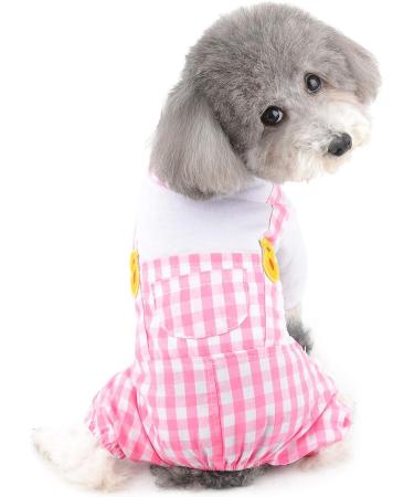 Zunea Small Dog Pyjamas Soft Cotton Puppy Clothes Summer Pajamas Jumpsuit Plaid Sleeping Wear Breathable Pjs Apparel Outfits Chihuahua Pullover Shirt Clothing for Pet Cats Dogs Girl Boys Pink M M pink - Buy Online on GoSupps.com