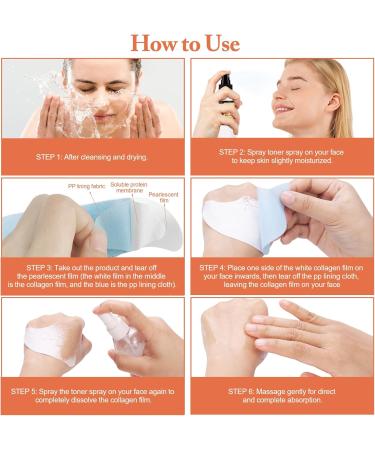 Pure Collagen Films Collagen Mask Highprime Collagen Film Face Mask Korean Skincare Face Lift Mask Soluble Protein Mask for Skin Tightening Promote Essence Absorption (2 Box) - Buy Online on GoSupps.com