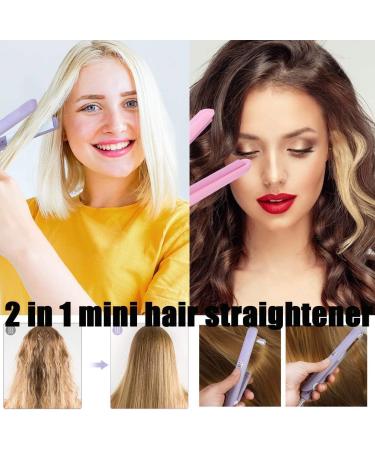Purple Mini Hair Curler & Straightener - 2 in 1 Ceramic Styling Tool for Short & Fine Hair - Buy Online on GoSupps.com