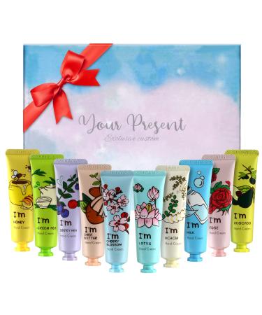 Hand Cream Set for Women 10 Pack Organic Hand Lotion Bulk Hand Cream for Dry Cracked Hands Working Hands Travel Size Hand Lotion Gift for Wife Mom