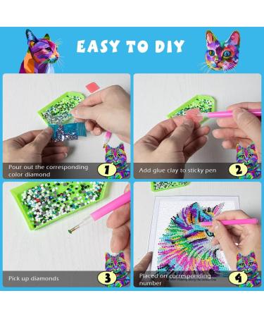 Labeol 5D Diamond Painting Kit for Kids - Full Drill Art Crafts with Wooden Frame | Ages 6-12 | Colorcat Design | 6x6 Inch Home Wall Decoration - Buy Online on GoSupps.com