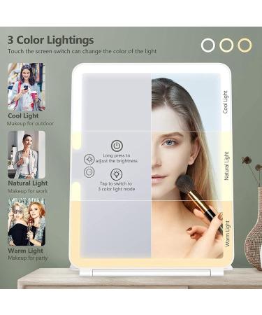 Torribala Travel Makeup Mirror Vanity Mirror Lights Travel Lighted Makeup Mirror with 10X Magnifying Mirror 3 Color Lighting Accessories for Women - Buy Online on GoSupps.com