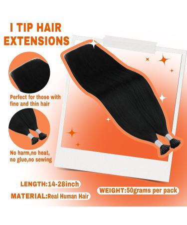 Sunny Hair I Tip Hair Extensions - 50S Pre Bonded Jet Black Human Hair 20 Inch | Cold Fusion I Tip Extensions for Women - Buy Online on GoSupps.com