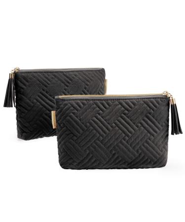 Bagsmart 2 pieces cosmetic bag & pencil case marble multifunction travel cosmetic bag wallet holder pocket pocket package package kettle bags with zip pack cube 2-black 2 pieces (1 Pack)
