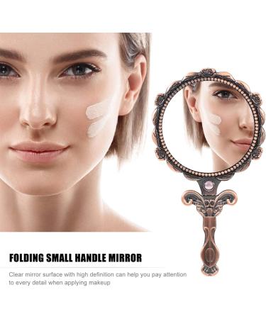 Folding Small Handle Mirror Foldable Mirror with Handle Portable Makeup Mirror Vanity Mirror Hand Mirror Makeup Tool Embossed Mirror Embossed Flower Mirror Retro Handheld Mirror - Buy Online on GoSupps.com