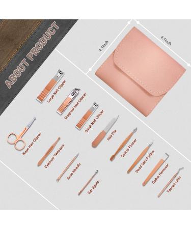 Professional 12 in 1 Manicure Set with Nail Clippers - Pink Pedicure Kit for Women - Travel Friendly Manicure Kit - 12 Piece Set - Buy Online on GoSupps.com