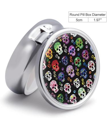 Travel Pill Box Organizer - 3 Compartment Round Case with Swirls & Dots - Portable Medicine Holder for Purse & Pocket - Buy Online on GoSupps.com