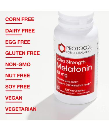 Buy Protocol for Life Balance Melatonin Extra Strength 10mg - 100 Veg Capsules for Sleep Support - Buy Online on GoSupps.com