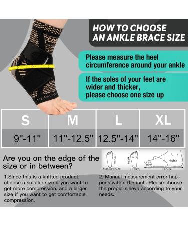 INDEEMAX Ankle Brace for Men & Women | Copper Infused Compression Sleeve for Sprained Ankle Plantar Fasciitis & Achilles Tendonitis Pain Relief - Medium Copper Black - Buy Online on GoSupps.com