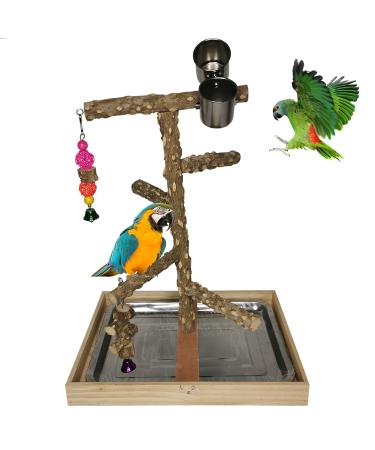 Tfwadmx Bird Perch Natural Wood Stand Toy Parrot Play Stand Platform Bird Cage Branch Perch Accessories for Parakeets Canaries Cockatiels Conure Lovebirds