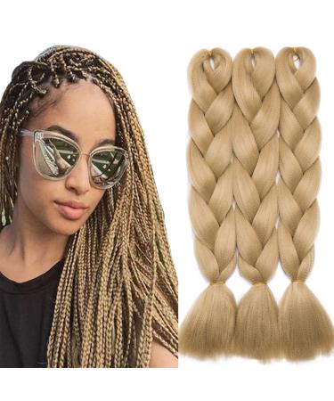 Tess Braids Extensions Blond 60 cm Jumbo Braids Kanecalon Kunsthaar for the single-laid box braids hair extension braid 100g/bundle of hair braids extension (1 piece-medium blonde) 60 cm (1 piece) #24 medium blonde