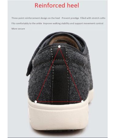 Comfort Diabetic Foot Shoes for Autumn & Winter | Adjustable Velvet Walking Shoes for Seniors | Breathable Wide Strap Design | Size 11 Black - Buy Online on GoSupps.com