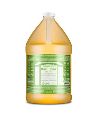 Dr. Bronner's Pure-Castile Magic Liquid Soap (Green Tea 1 Gallon) - Made with Regenerative Organic Certified Oils- For Face Hair Hand & Body Soap Laundry Pets- Concentrated Vegan Non-GMO Green Tea 128 Fl Oz (Pack of 1)
