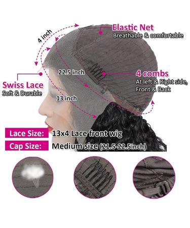 16 inch Water Wave HD Lace Front Wig 180% Density Pre Plucked with Baby Hair - Natural Color - Buy Online on GoSupps.com