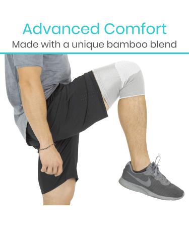 Bamboo Knee Sleeve Pair- Charcoal Compression Support Brace for Arthritis & Joint Pain- Large Gray- Ideal for Sports, Running & Recovery - Buy Online on GoSupps.com