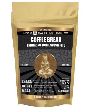 Medicinal Foods Coffee Break Healthy Energy Drink Caffeine-Free Coffee Substitute Loaded w/Superfoods such as Chaga Reishi and Maca Non-Acidic Non-GMO All-Natural Organic Gluten-Free (6oz) 6 Ounce (Pack of 1)