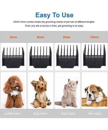 eSynic Pet Dog Clipper Grooming Trimmer Professional Animal Electric Hair Cutter Shaver Kit with 4 Combs Titanium Fixed Knife Prevent Skin Allergies Low Noise Gold and Black - Buy Online on GoSupps.com