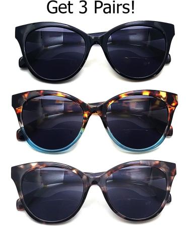 Shop Bifocal Sunglasses for Women - Cat-Eye Vintage UV Protection | 3-Pack Reading Glasses (2.0x) - Perfect for Outdoor Use - Buy Online on GoSupps.com