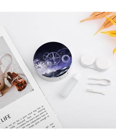 Clock And Mechanism Stars Round Case For Contact Lens Kit Storage Box with Mirror Printed - Buy Online on GoSupps.com