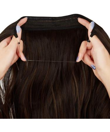 Halo Wavy Curly Hair Extensions 18 Dark Brown Mix Light Auburn - Heat Resistant Synthetic Hairpiece for Women by OMGREAT - Buy Online on GoSupps.com