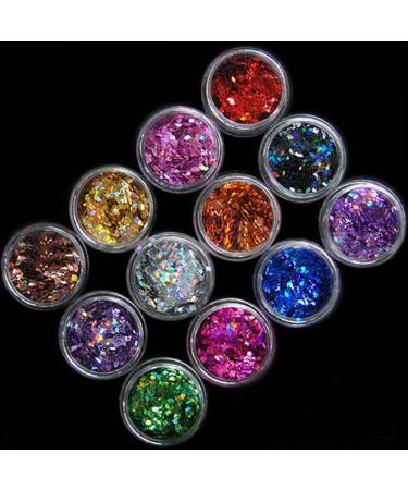 Sanwood Glitter Powder & Sequins for Nail Art - 12-Piece Multi-Color Set | International Shipping Available - Buy Online on GoSupps.com