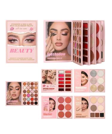 Palette De Maquillage Pour Les Yeux - 55 Couleurs Pigmentation Intense Avec Paillettes Maquillage Visage Rouge L vres Highlighter Contour - Pour Femmes et Adolescents Anniversaire F te