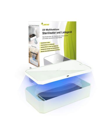 Leicke UV cell phone sterilizer box |Bridging aid III possible |Portable UV smartphone disinfectant with Wireless Charge |Ideal for masks gloves glasses keys jewelry etc.